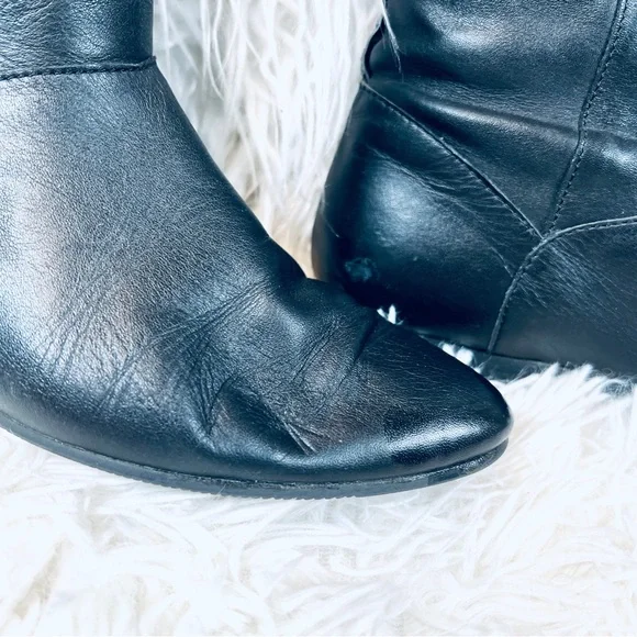 Vintage Boho Biker CHIC Black Riding Back Seam Leather Calf Boots sz 7M - Picture 8 of 12